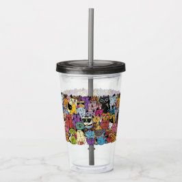 Anpassningsbar Monogram Funny Cats Illustration Take Away Mugg