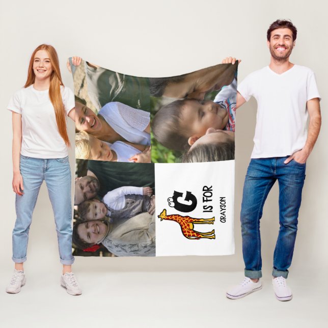 Anpassningsbar monogram G är avsett för Giraffe sö Fleecefilt (På plats)