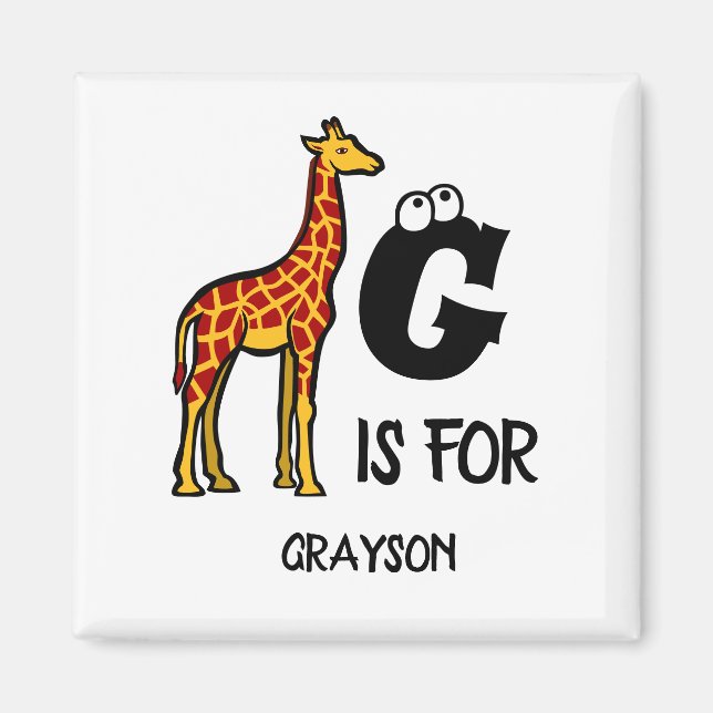 Anpassningsbar monogram G är avsett för Giraffe sö Magnet (Framsidan)