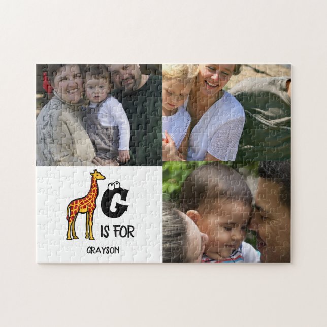 Anpassningsbar monogram G är avsett för Giraffe sö Pussel (Horisontell)