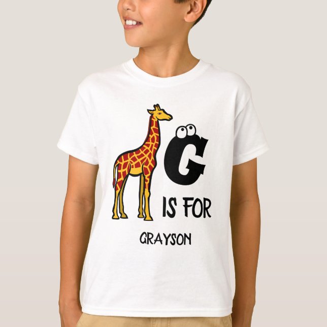 Anpassningsbar monogram G är avsett för Giraffe sö T Shirt (Framsida)