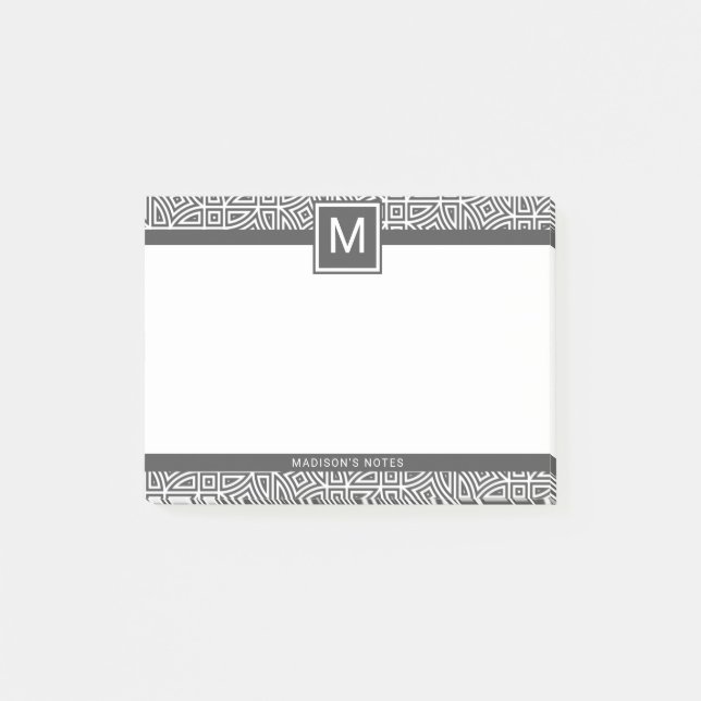 Anpassningsbar monogram Geometrisk Abstrakt Mönste Post-it Block (Framsida)