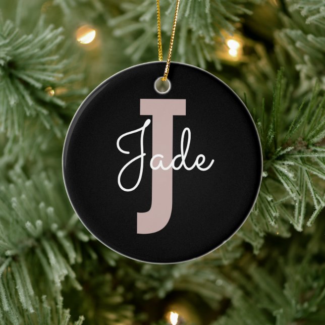Anpassningsbar Monogram Gift för Namn från och med Julgransprydnad Keramik (Träd)