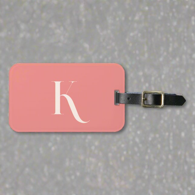 Anpassningsbar Monogram Girly  Rosa Initial Namn Bagagebricka (Skapare uppladdad)