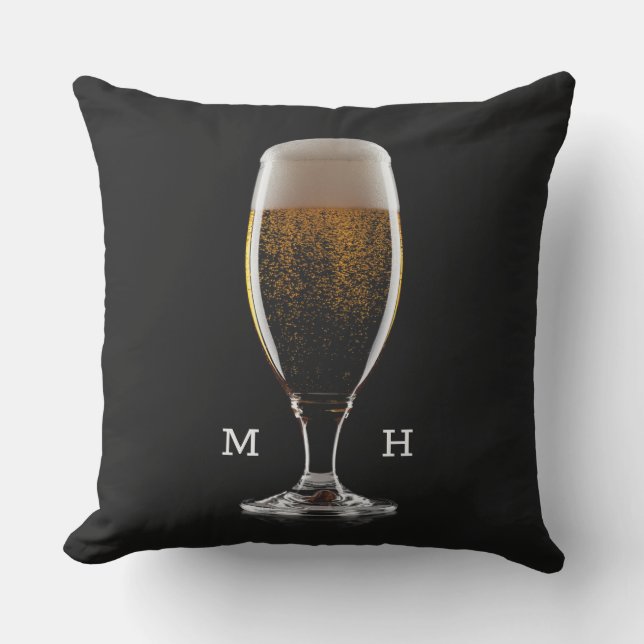 Anpassningsbar Monogram glas av öl Kudde (Framsida)
