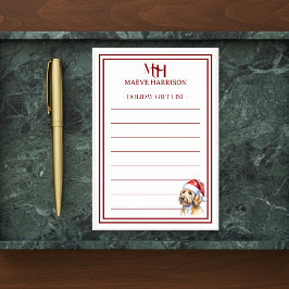 Anpassningsbar Monogram Golden Doodle Helgdag Gift Post-it Block
