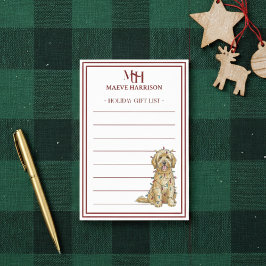 Anpassningsbar Monogram Golden Doodle Helgdag Gift Post-it Block