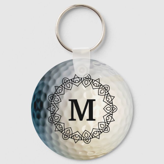 Anpassningsbar Monogram Golf Boll Sports Nyckelrin Nyckelring (Framsida)