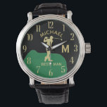 Anpassningsbar Monogram Golf Namn Best Man Gfit Br Armbandsur<br><div class="desc">Den här unika klockan är designad som en gåva till din bästa man (eller Marskalkar) som verkligen gynnar golf. Innehåller monogrammet/startvärdet, första namn och datum för bröllop. Monogrammet är till och med unikt - titta noga och se tre färg, som ge känner djupet. Speciellt sätt att tacka honom för att...</div>