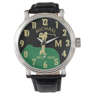 Anpassningsbar Monogram Golf Namn Best Man Gfit Br Armbandsur