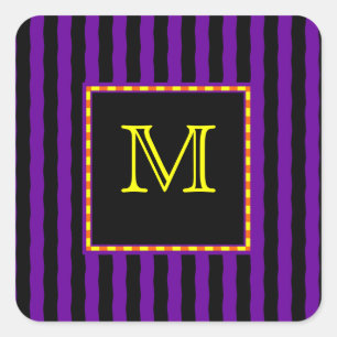 Anpassningsbar Monogram Goth Stripe-etikett Fyrkantigt Klistermärke