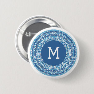 Anpassningsbar Monogram Grekiska Mönster Knapp