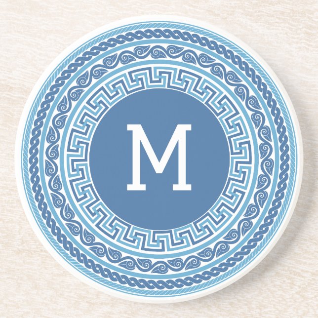 Anpassningsbar Monogram Grekiska Mönster Underlägg (Framsidan)