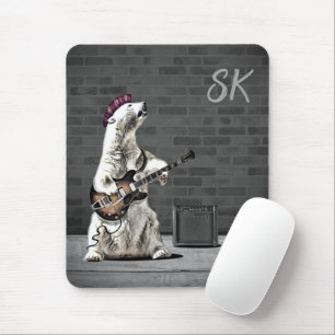 Anpassningsbar Monogram Guitar Punk Sten Bear Musi Musmatta