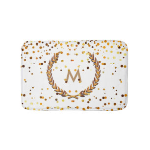 Anpassningsbar Monogram Guld Glitter Konfetti-Pers Badrumsmatta