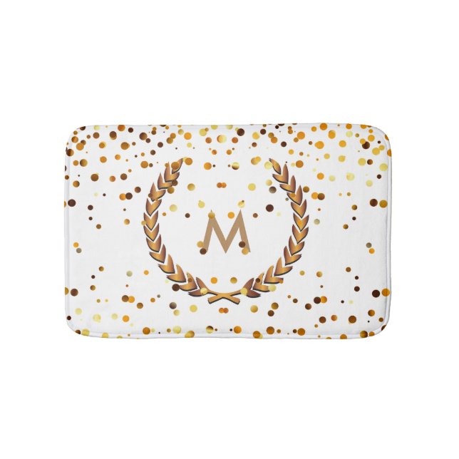 Anpassningsbar Monogram Guld Glitter Konfetti-Pers Badrumsmatta (Framsidan)