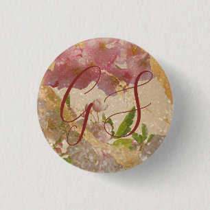 Anpassningsbar Monogram Guld Shimmer Blommigt Deco Knapp