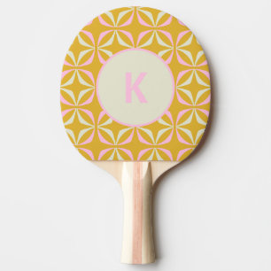 Anpassningsbar Monogram Gult Rosa Geometric Playfu Pingisracket