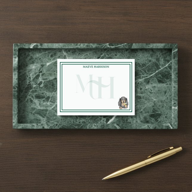 Anpassningsbar Monogram Hand plockade Dachshund Ma Post-it Block (Gift custom stationery to the dog lover in your life! )