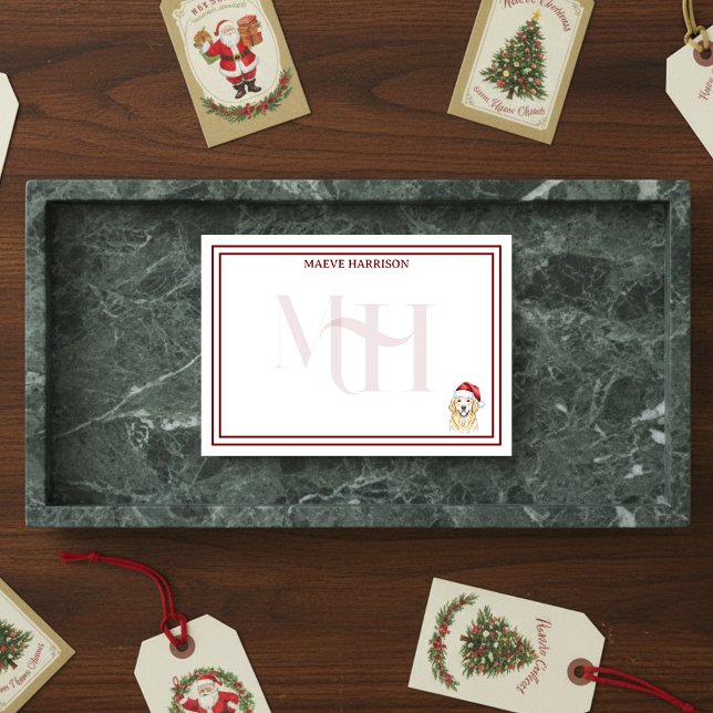 Anpassningsbar Monogram Helgdag Golden Retriever S Post-it Block (Gift custom holiday stationery to the dog lover in your life! )
