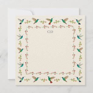 Anpassningsbar Monogram Hummingbird Gräns Anteckningskort