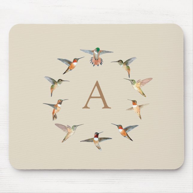 Anpassningsbar Monogram Hummingbird Musmatta (Framsidan)