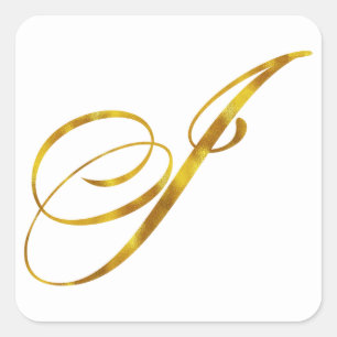 Anpassningsbar Monogram I Faux Gold Foil Monogram  Fyrkantigt Klistermärke