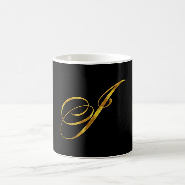 Anpassningsbar Monogram I Faux Gold Foil Monogram  Kaffemugg (Center)