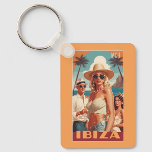 Anpassningsbar Monogram Ibiza, Spanien Travel Post Nyckelring
