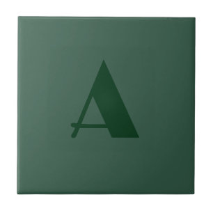 Anpassningsbar Monogram Initial Brev Plain Grönt R Kakelplatta