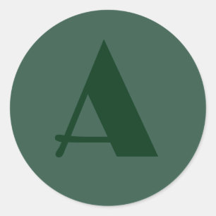 Anpassningsbar Monogram Initial Brev Plain Grönt R Runt Klistermärke