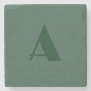 Anpassningsbar Monogram Initial Brev Plain Grönt R Stenunderlägg