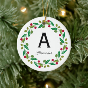 Anpassningsbar Monogram initial - jul Julgransprydnad Keramik