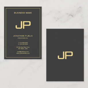 Anpassningsbar Monogram Initial Luxury Black & Gul Visitkort