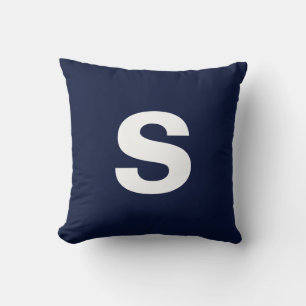 Anpassningsbar Monogram Initial Midnight Navy Blue Kudde