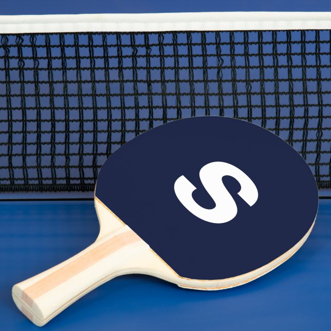 Anpassningsbar Monogram Initial Midnight Navy Blue Pingisracket (Insitu)