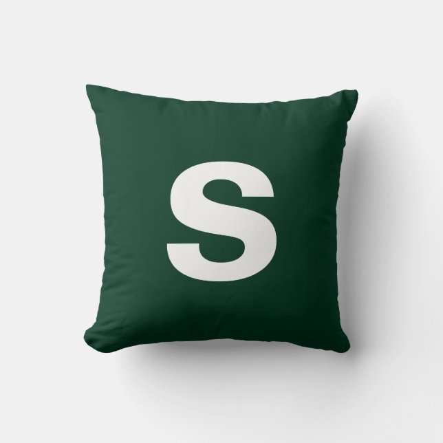 Anpassningsbar Monogram Initial Mörk grönt Kudde (Framsida)