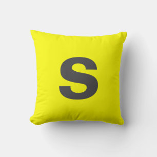 Anpassningsbar Monogram Initial Neon Gult Kudde