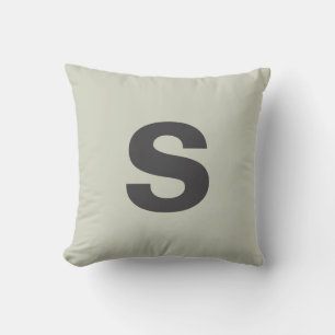 Anpassningsbar Monogram Initial Vit Sage Kudde
