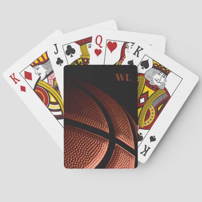 Anpassningsbar Monogram Initialer | Basketball Cla Casinokort (Baksidan)