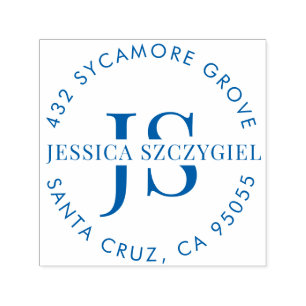 Anpassningsbar Monogram Initialer Fullt Namn Retur Självfärgande Stämpel