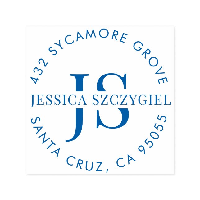 Anpassningsbar Monogram Initialer Fullt Namn Retur Självfärgande Stämpel (Design)