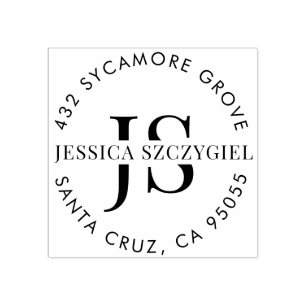 Anpassningsbar Monogram Initialer Fullt Namn Retur Stämpel