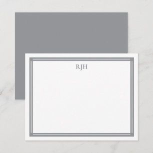 Anpassningsbar Monogram Initialer med Grått Gräns Anteckningskort