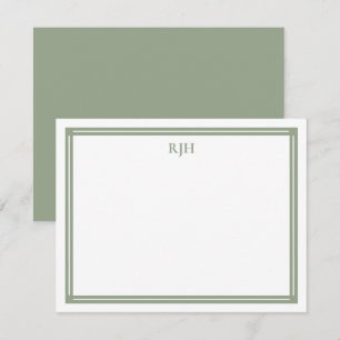 Anpassningsbar Monogram Initialer med Sage Grönt G Anteckningskort