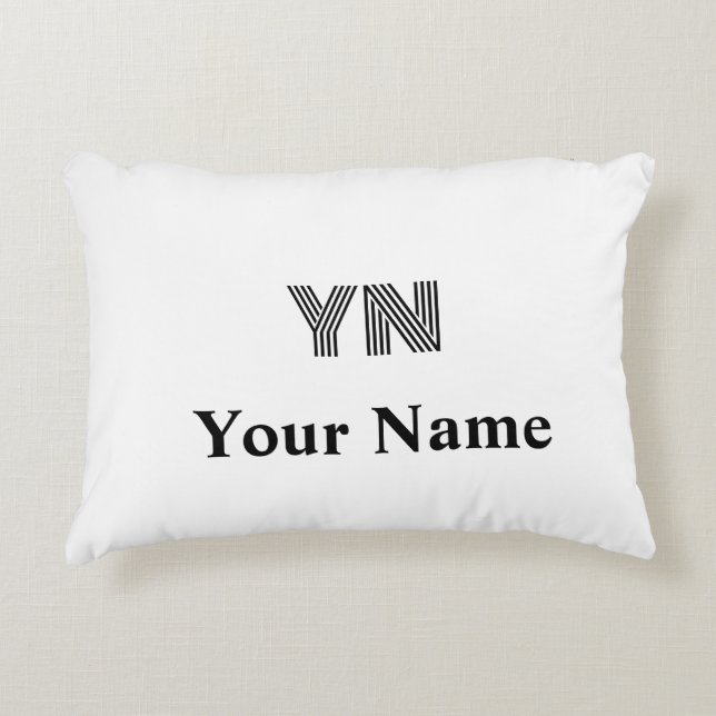 Anpassningsbar Monogram Initialer Namn accentfylln Prydnadskudde (Framsidan)