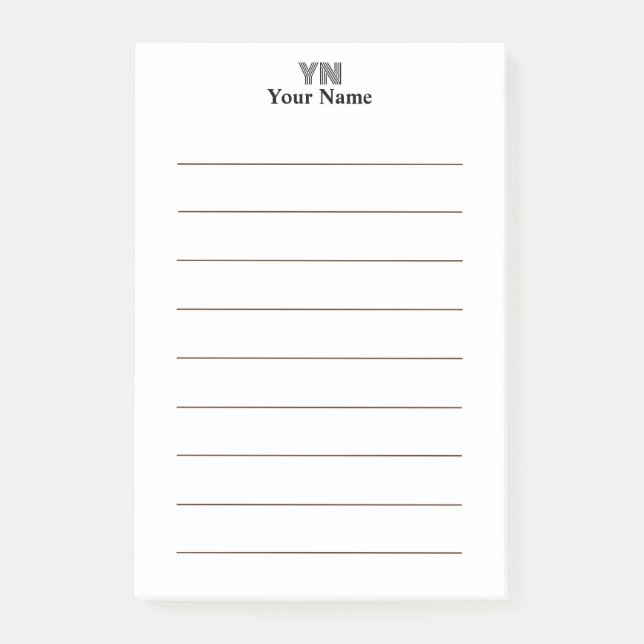 Anpassningsbar Monogram Initialer Namn Post-it Block (Framsida)