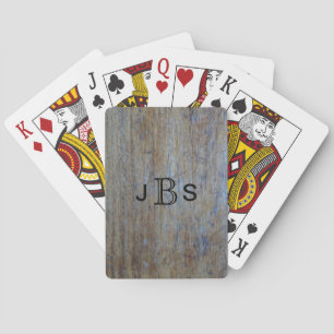Anpassningsbar Monogram Initialer Rustic Wood Di Casinokort