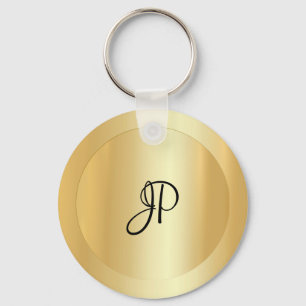 Anpassningsbar Monogram Inledande Namn Faux Guld Nyckelring