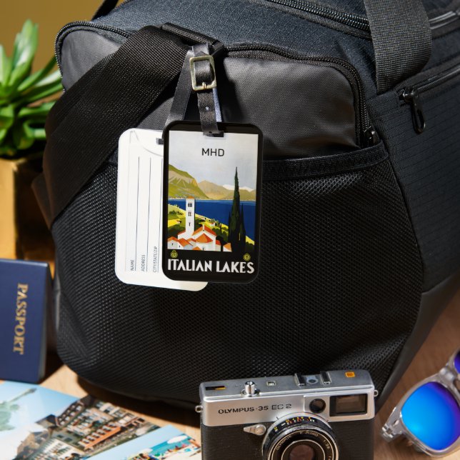 Anpassningsbar Monogram Italienska Sjöar Bagagebricka (Framsida & Baksida)